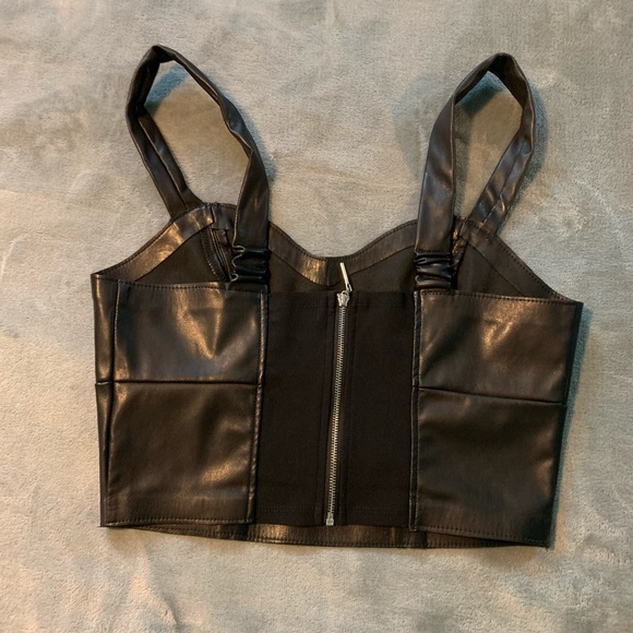 DYNAMITE FAUX LEATHER CROP TOP - Picture 3 of 3